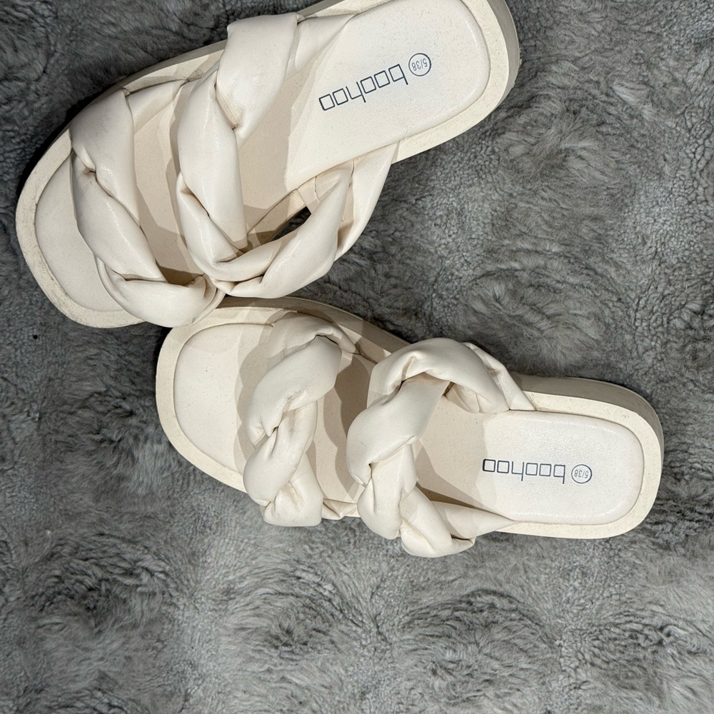 Boohoo Ivory Braided Sandals